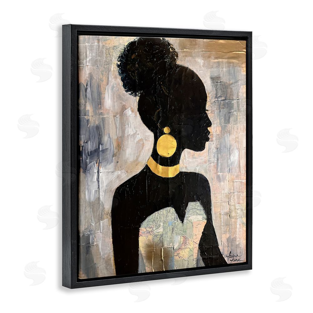 Lauren Luna Elegant Fashion Silhouette Black Floating Framed Canvas Wall Art