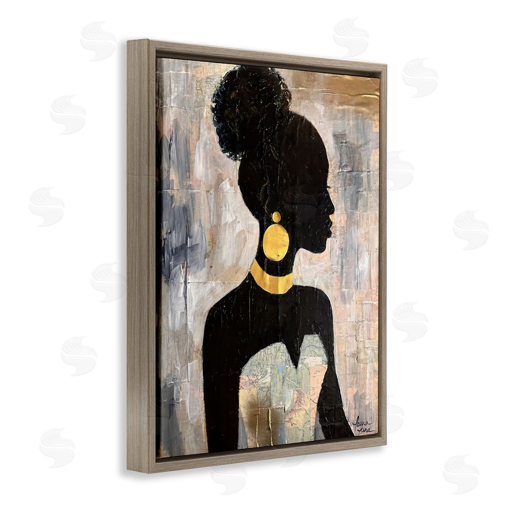 Lauren Luna Elegant Fashion Silhouette Brown Floating Framed Canvas Wall Art