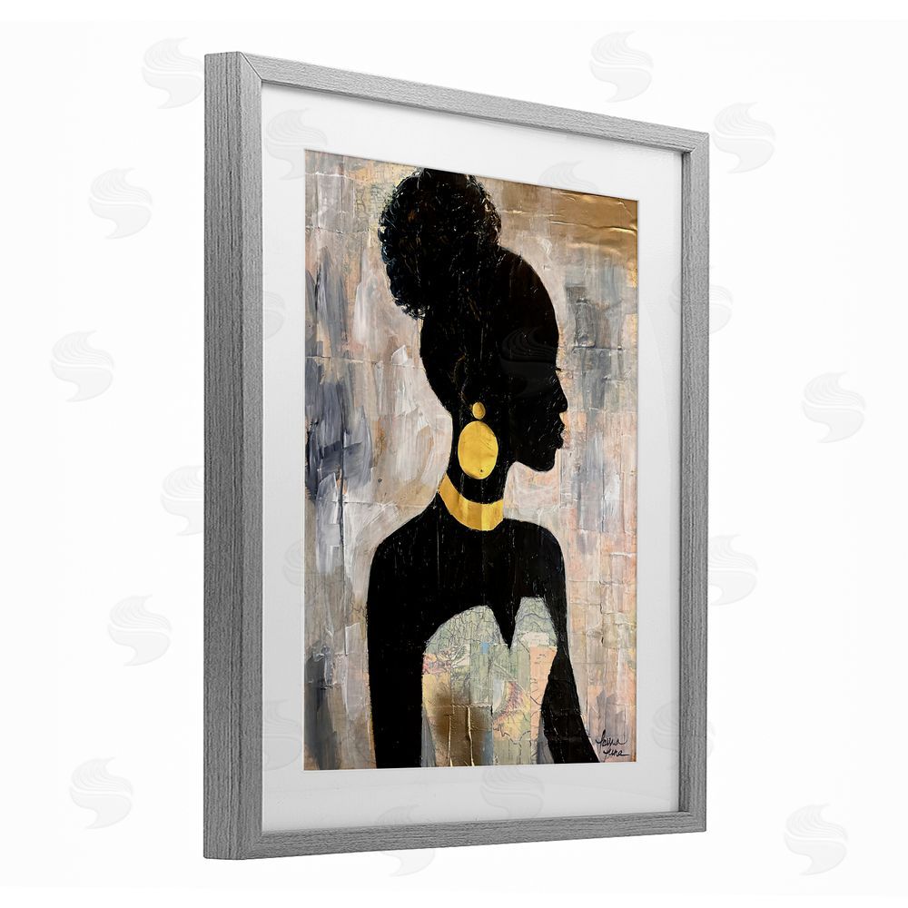 Lauren Luna Elegant Fashion Silhouette Gray Framed Print Under Glass Wall Art