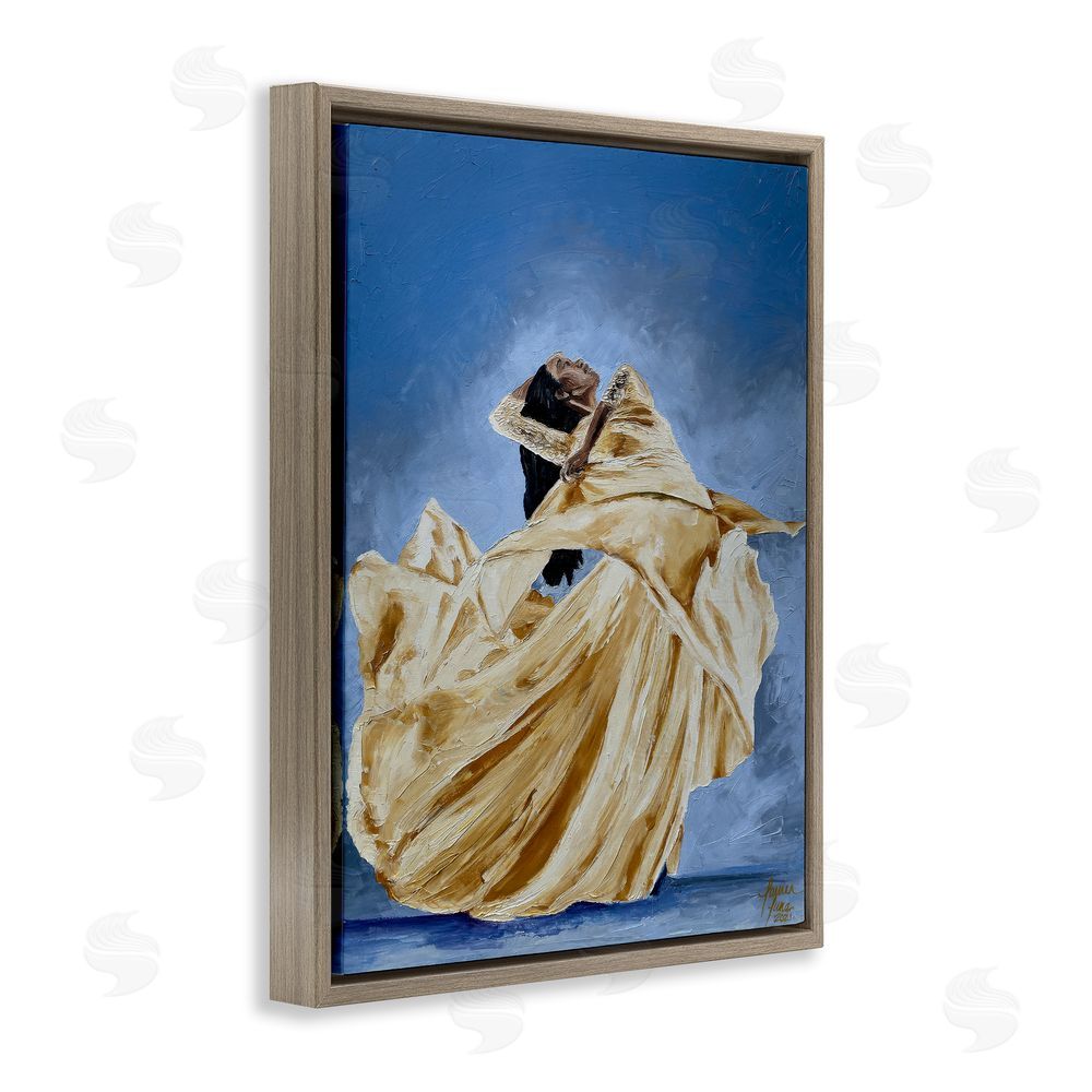 Lauren Luna Expressive Elegant Dancer Brown Floating Framed Canvas Wall Art
