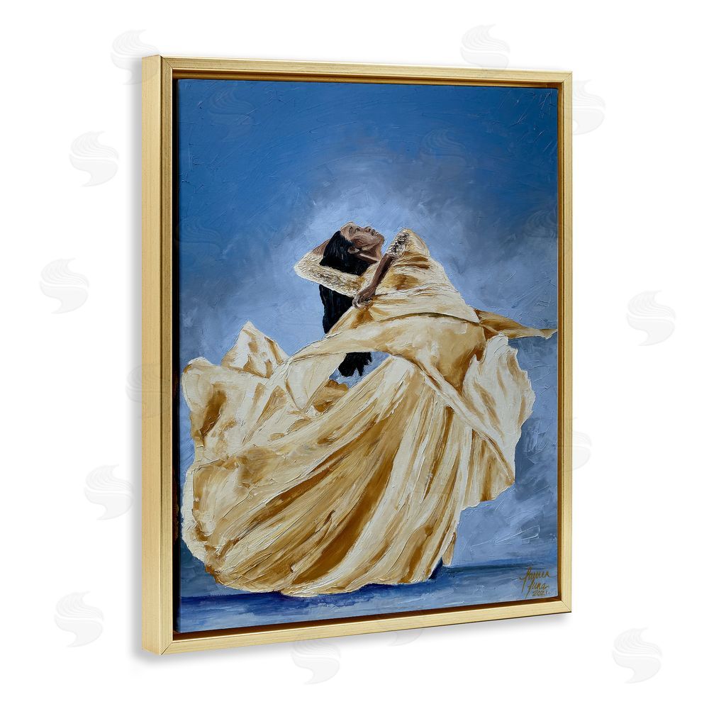 Lauren Luna Expressive Elegant Dancer Gold Floating Framed Canvas Wall Art