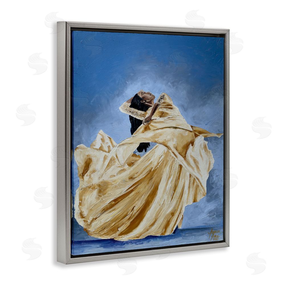 Lauren Luna Expressive Elegant Dancer Gray Floating Framed Canvas Wall Art