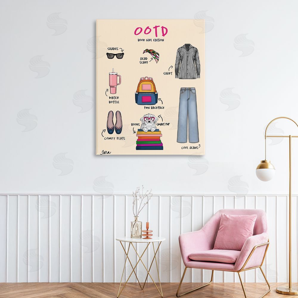 Tara Boone Book Girl Daily Outfit Stretched Canvas Wall Art Print in Room