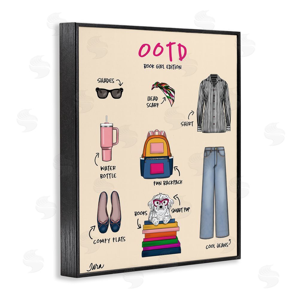 Tara Boone Book Girl Daily Outfit Black Framed Giclee Wall Art Print