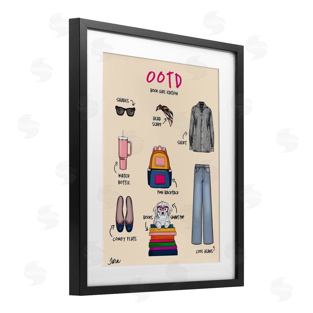 Tara Boone Book Girl Daily Outfit Black Framed Print Under Glass with Matting Wall Art