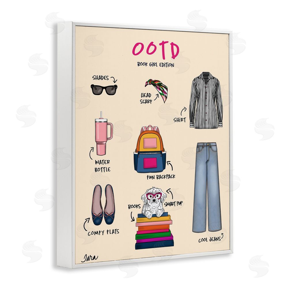 Tara Boone Book Girl Daily Outfit White Framed Giclee Wall Art Print