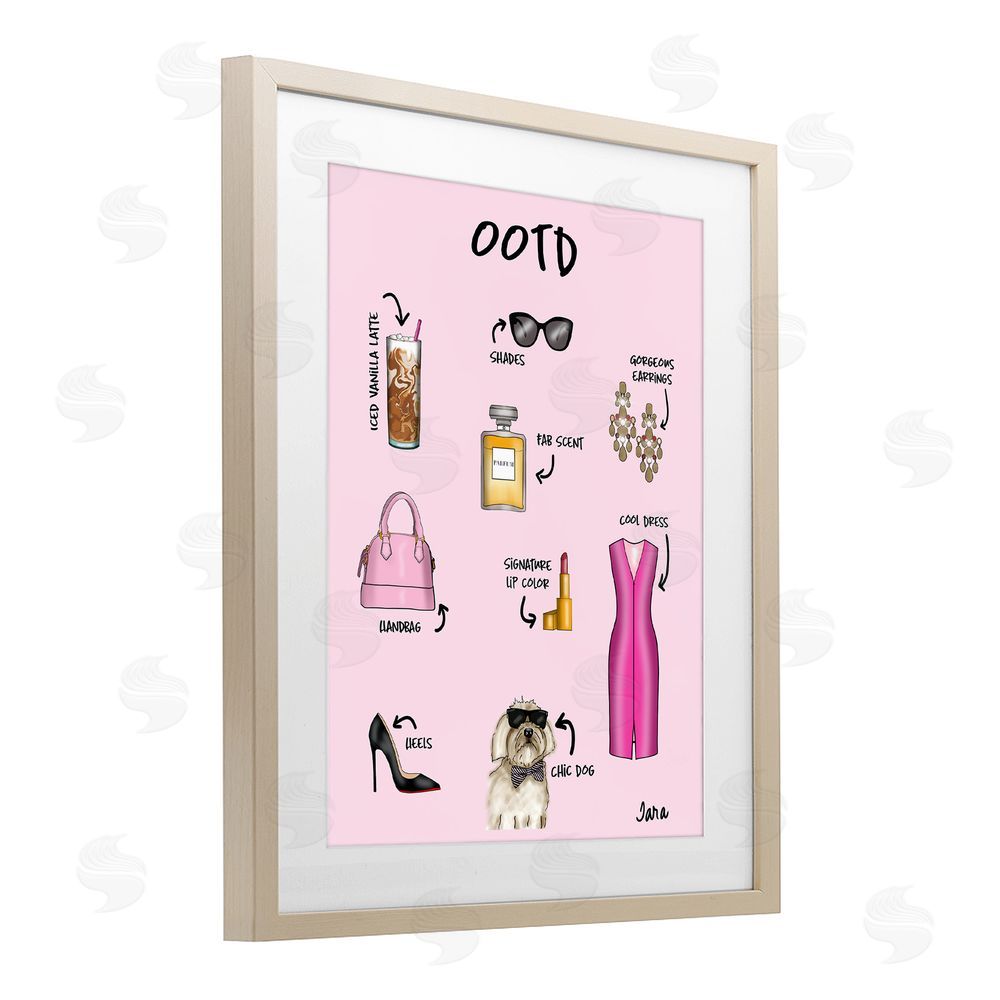 Tara Boone Feminine Glam Outfit of the Day Brown Framed Print Under Glass Wall Art