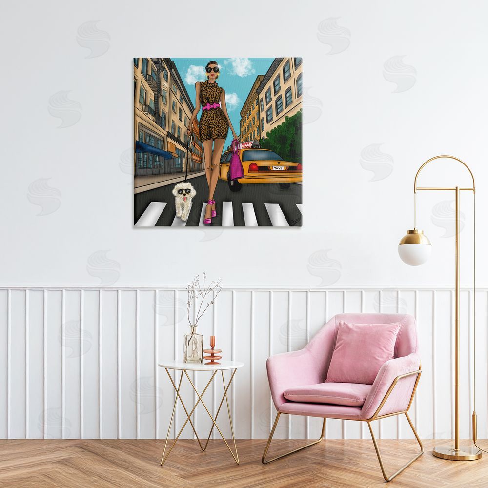 Tara Boone Fashion Girl in Big City Stretched Canvas Wall Art in Room