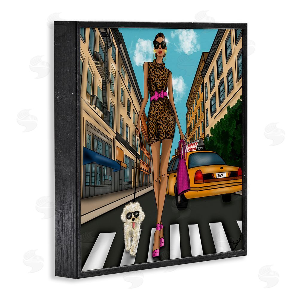 Tara Boone Fashion Girl in Big City Black Framed Giclee Wall Art