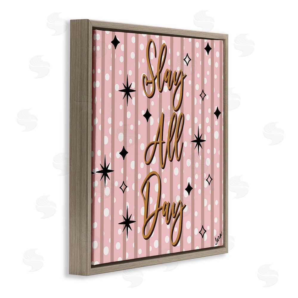Tara Boone Slay All Day with Sparkle Pattern Brown Floating Framed Canvas Wall Art Print