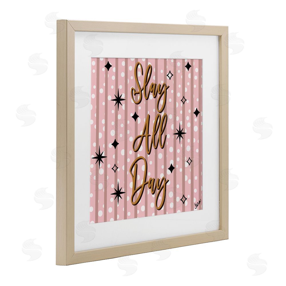 Tara Boone Slay All Day with Sparkle Pattern Brown Framed Print Under Glass with White Mat Wall Art