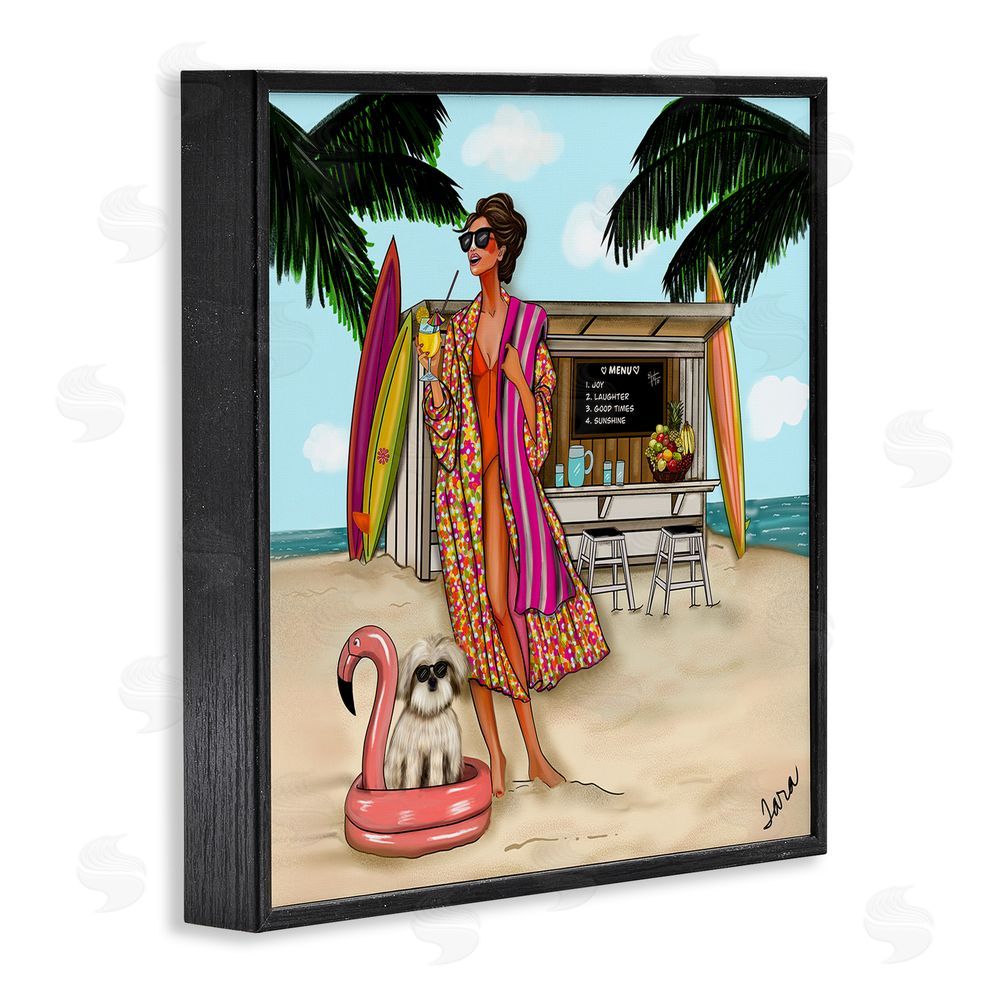 Tara Boone Beach Girl in Summer Sun Black Framed Giclee Wall Art Print
