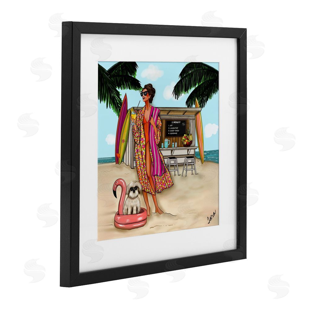 Tara Boone Beach Girl in Summer Sun Black Framed Print Under Glass with Matting Wall Art