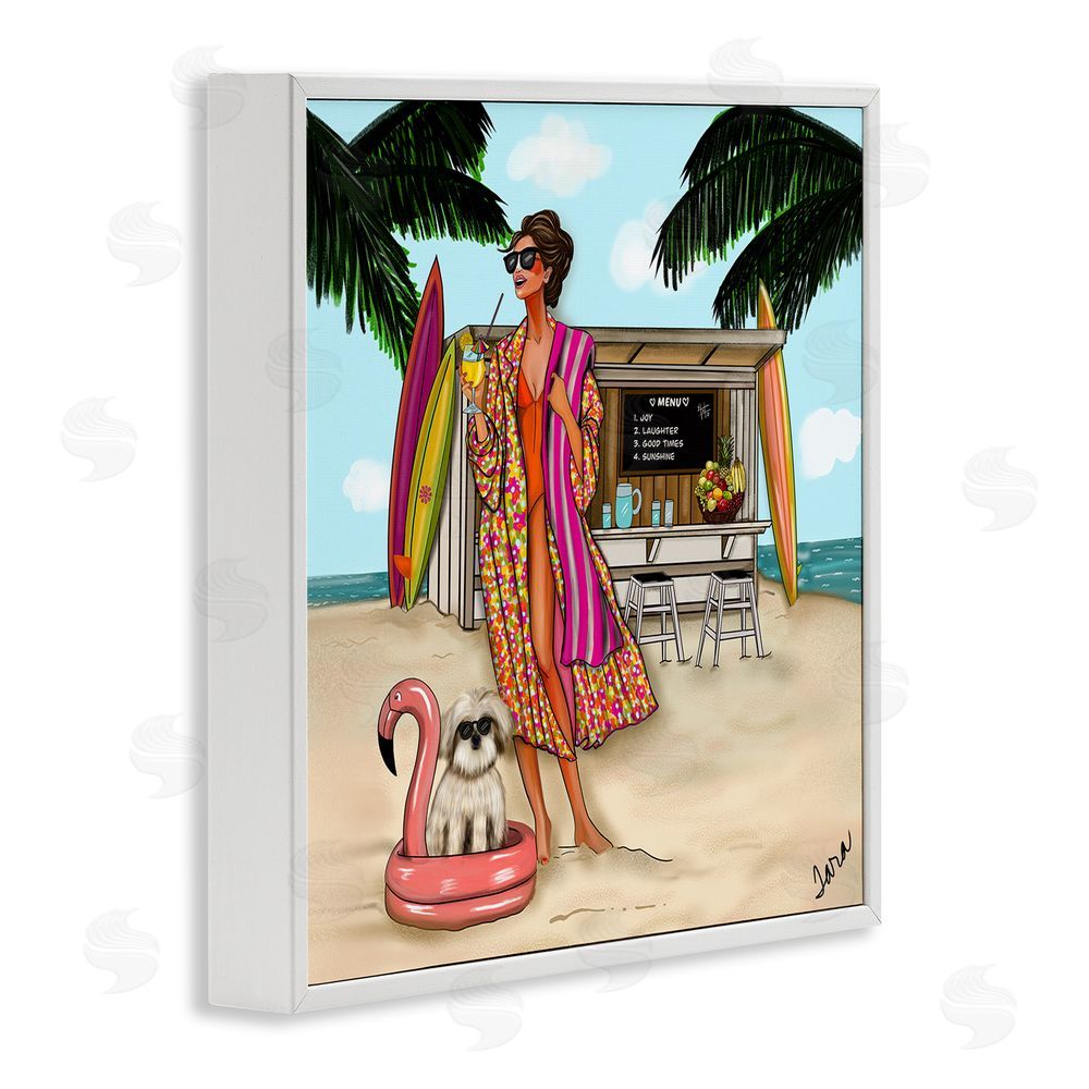 Tara Boone Beach Girl in Summer Sun White Framed Giclee Wall Art Print