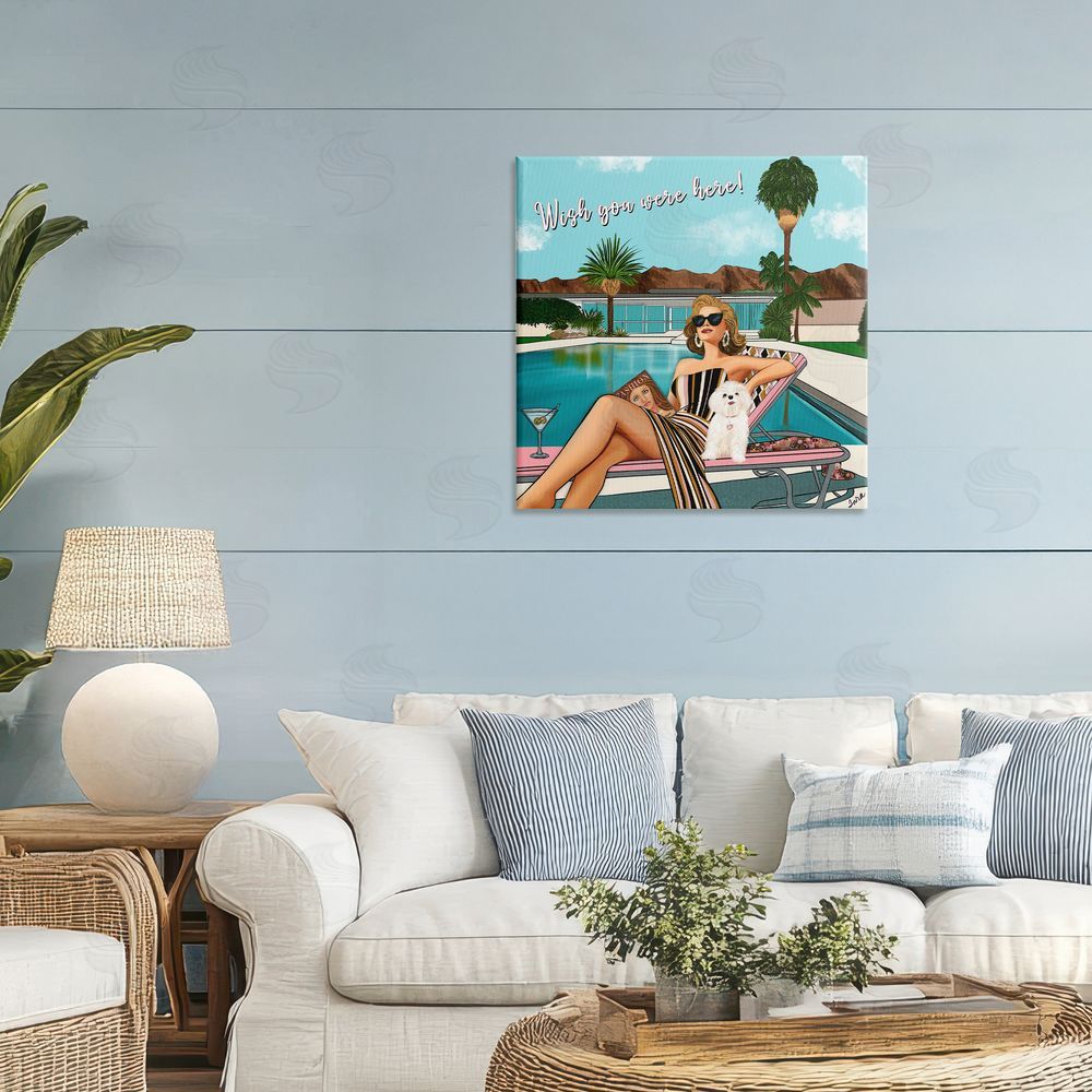 Tara Boone Wish You Were Here Palm Springs Stretched Canvas on Wall