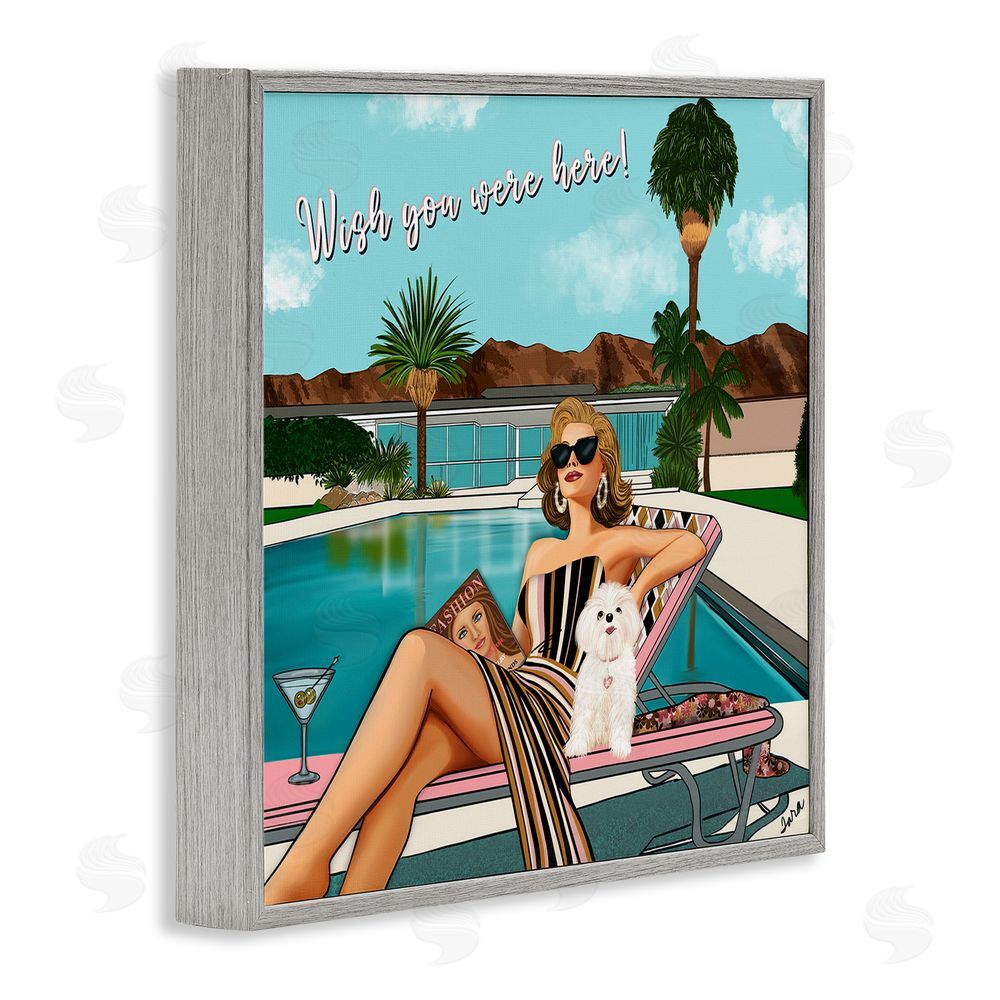 Tara Boone Wish You Were Here Palm Springs Gray Framed Giclee Wall Art Print