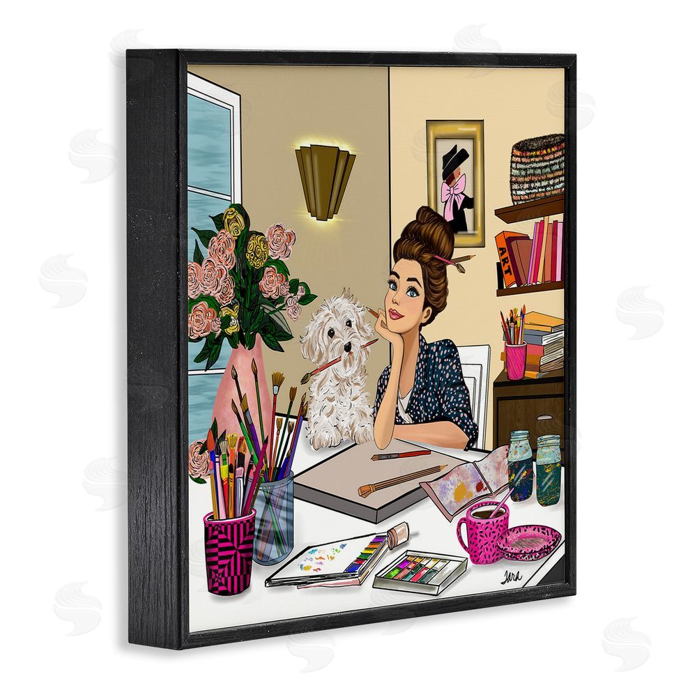 Tara Boone Creative Art Girl at Desk Black Framed Giclee Wall Art Print