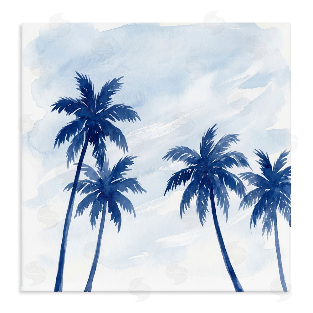 Imagine It Images Blue Palm Trees Overhead Stretched Canvas Wall Art Print