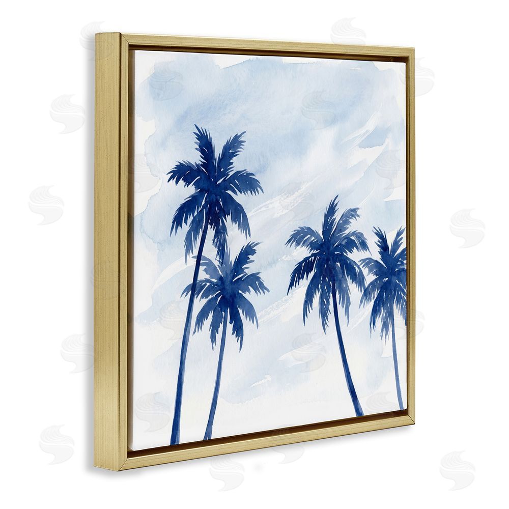 Imagine It Images Blue Palm Trees Overhead Gold Floating Frame Canvas Wall Art Print