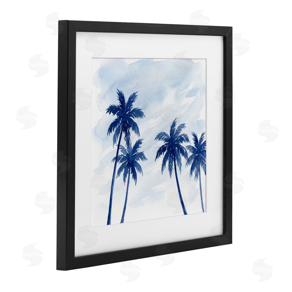 Imagine It Images Blue Palm Trees Overhead Black Framed Print Under Glass Wall Art