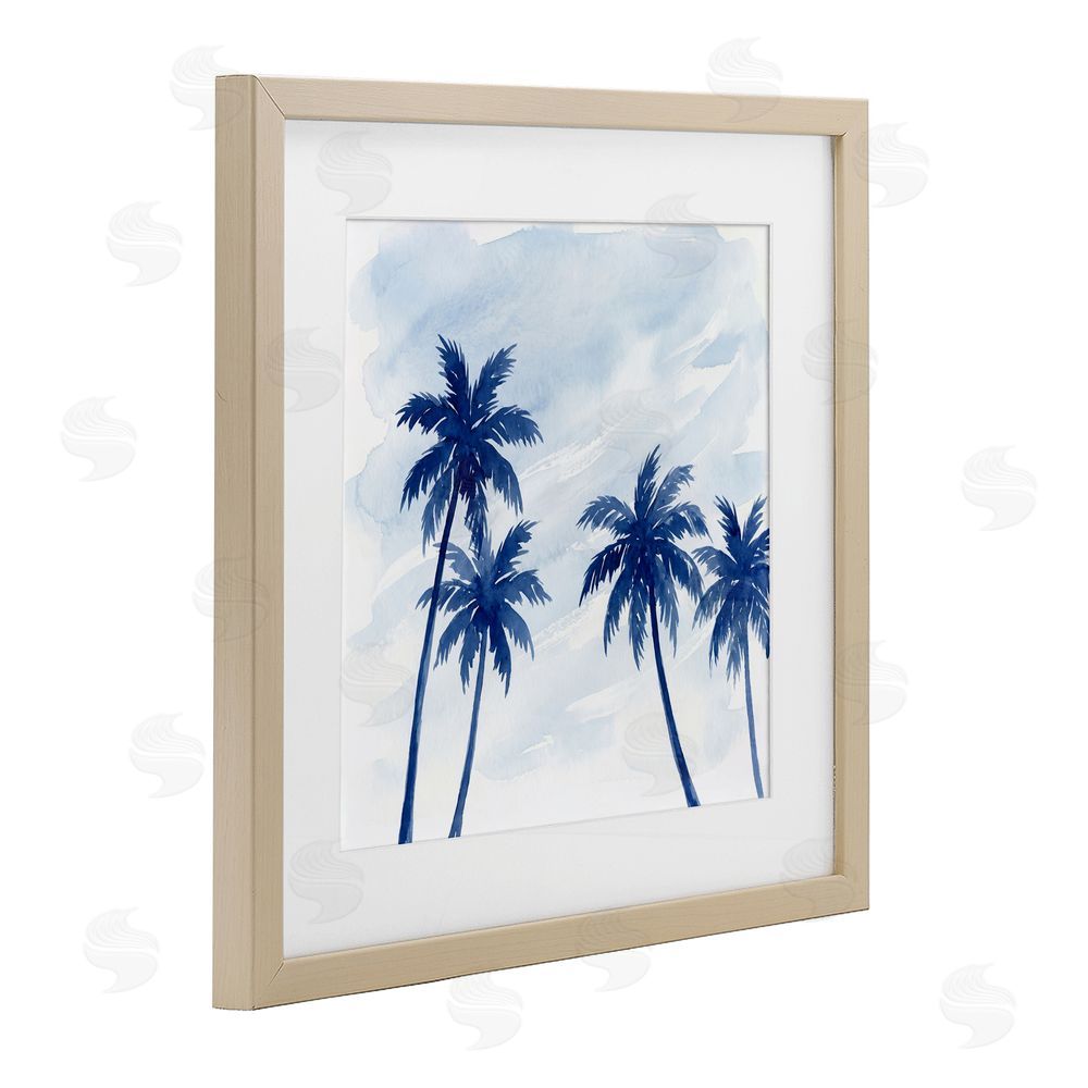 Imagine It Images Blue Palm Trees Overhead Brown Framed Print Under Glass Wall Art