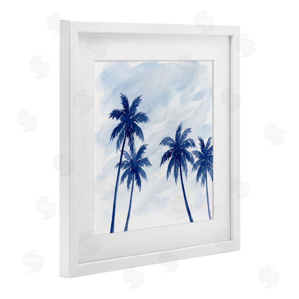 Imagine It Images Blue Palm Trees Overhead White Framed Print Under Glass Wall Art