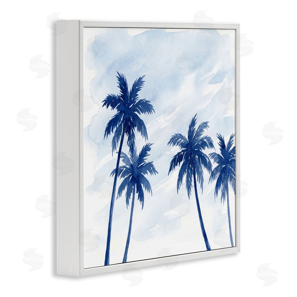 Imagine It Images Blue Palm Trees Overhead White Framed Giclee Wall Art Print