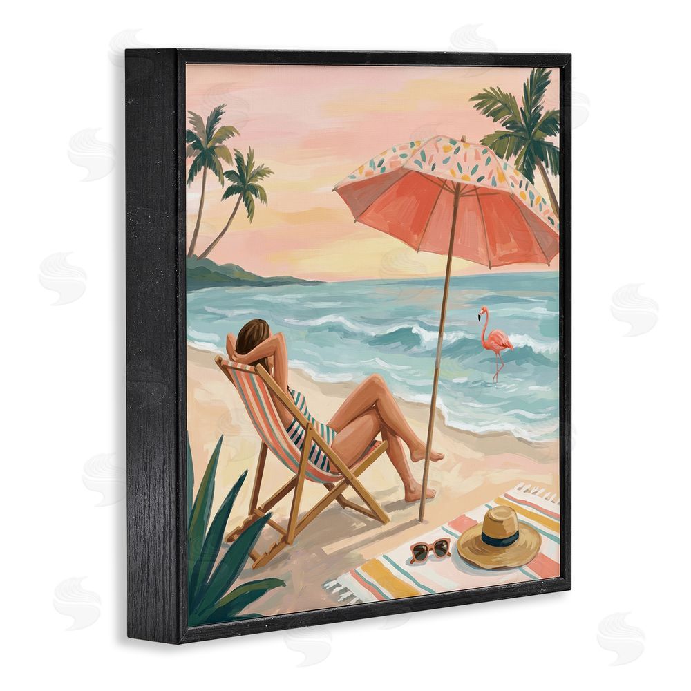 Imagine It Images Beach's Edge Leisure Black Framed Giclee Wall Art Print