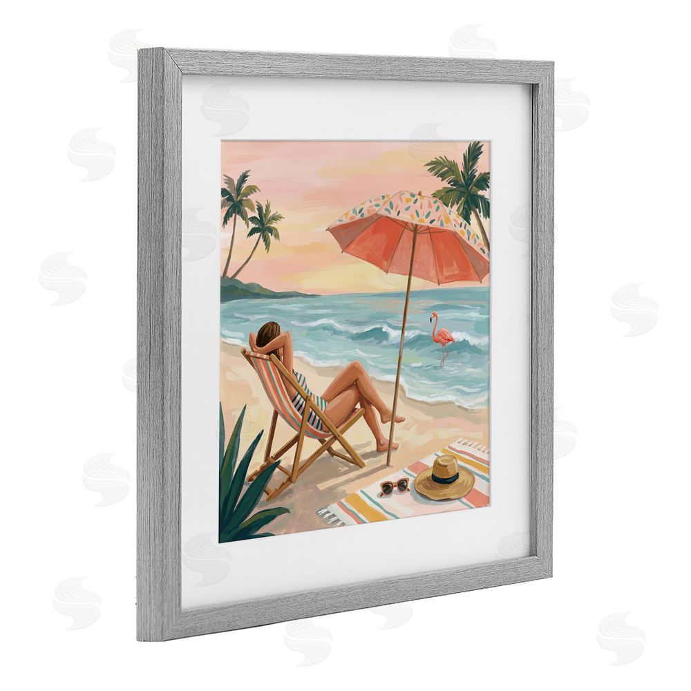 Imagine It Images Beach's Edge Leisure Gray Framed Print Under Glass Wall Art