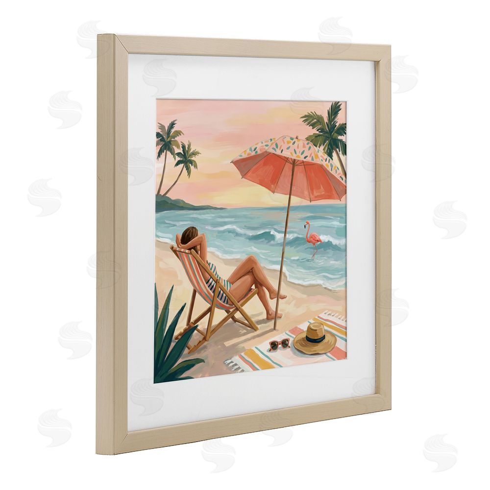 Imagine It Images Beach's Edge Leisure Brown Framed Print Under Glass Wall Art