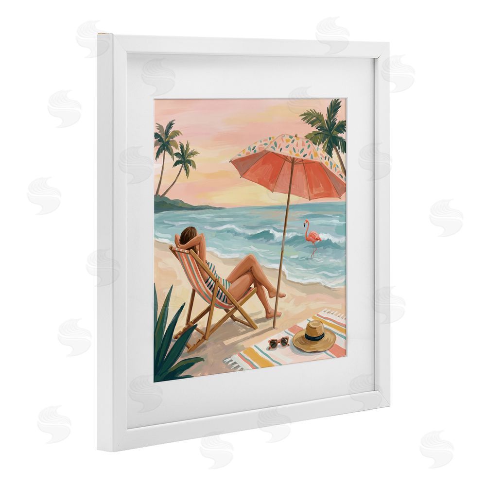 Imagine It Images Beach's Edge Leisure White Framed Print Under Glass Wall Art