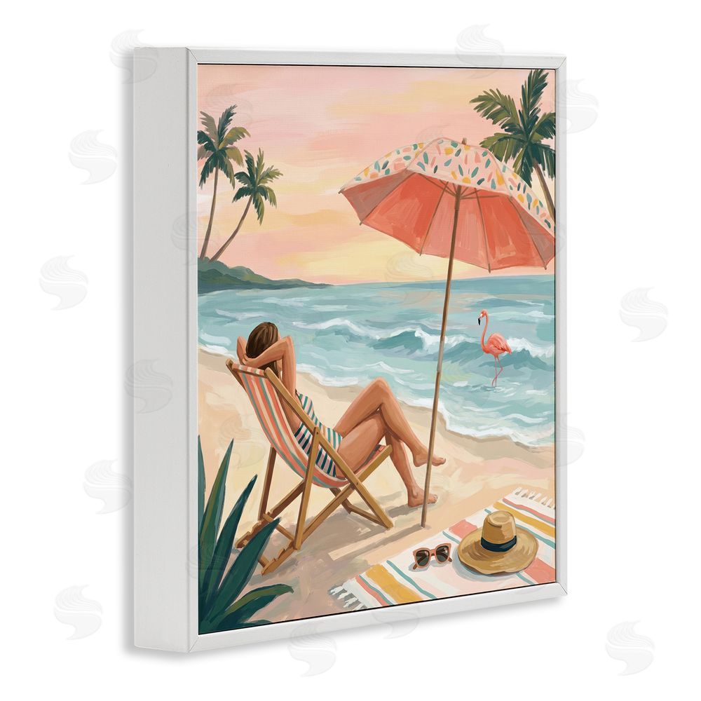 Imagine It Images Beach's Edge Leisure White Framed Giclee Wall Art Print