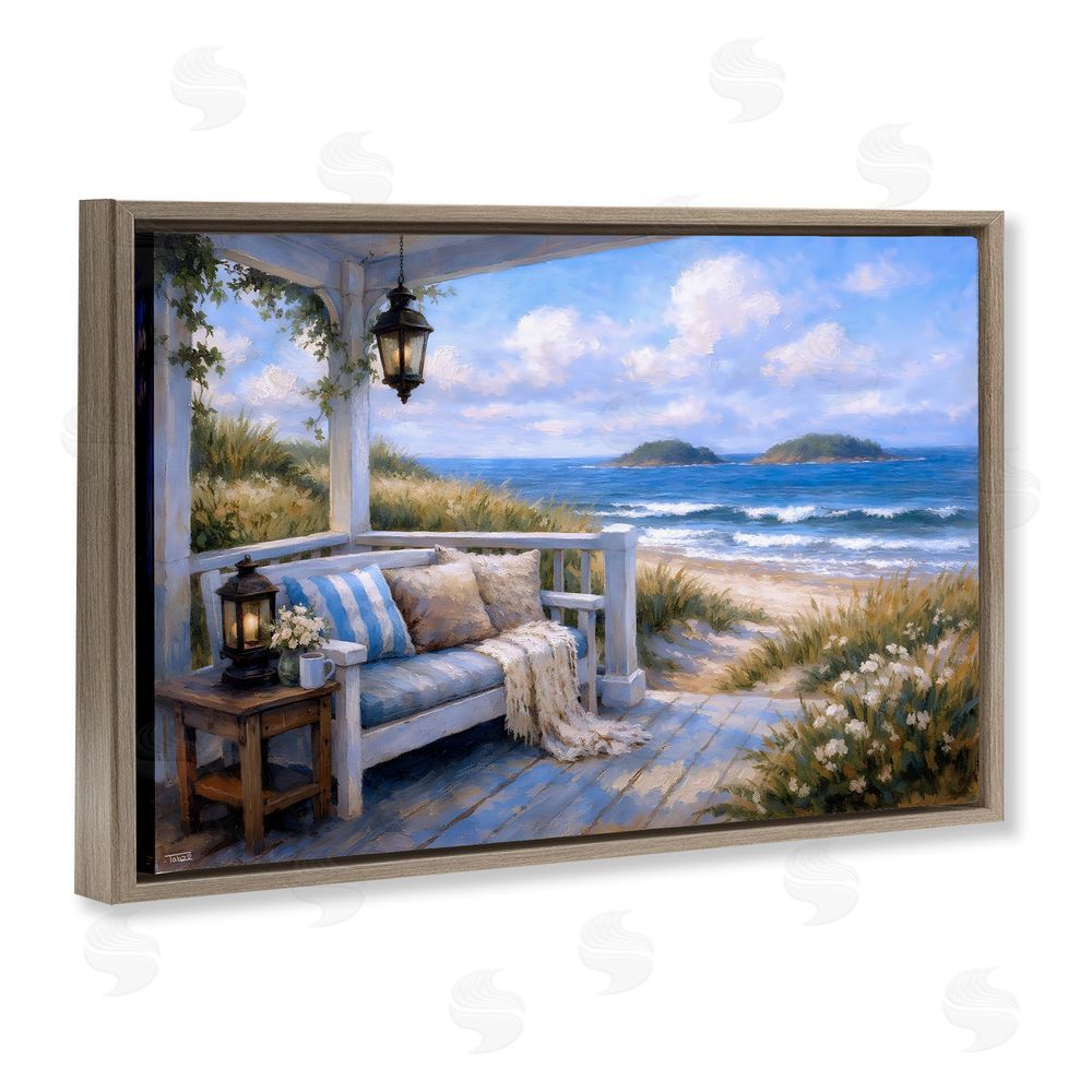 Tabz Jones Coastal Veranda Comfort Brown Floating Frame Canvas Wall Art Print