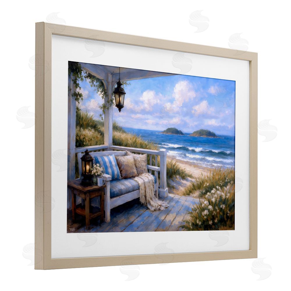 Tabz Jones Coastal Veranda Comfort Brown Framed Print Under Glass Wall Art