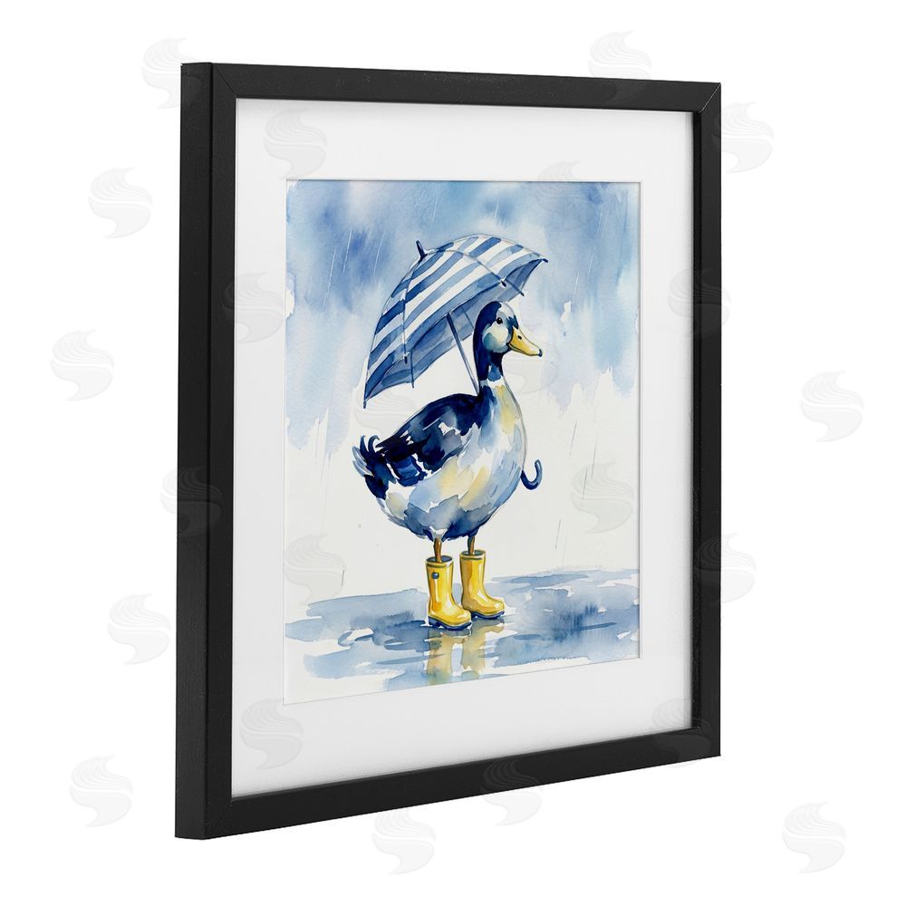 Imagine It Images Blue Duck with Yellow Rain Boots Black Framed Print Under Glass Wall Art