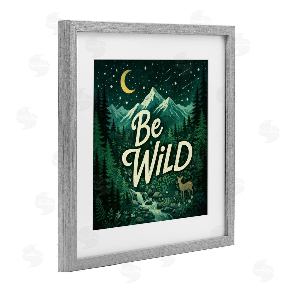 Sean McKinney Be Wild Nighttime Forest Gray Framed Print Under Glass Wall Art