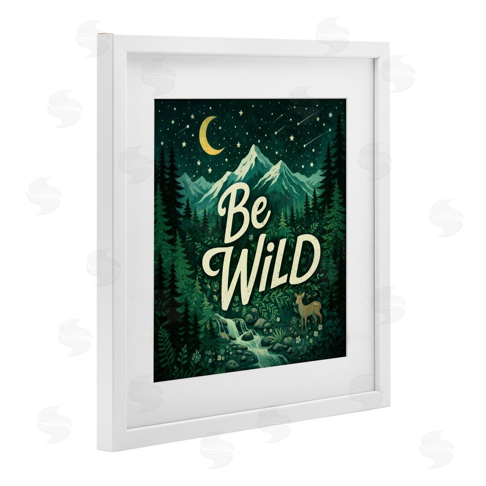 Sean McKinney Be Wild Nighttime Forest White Framed Print Under Glass Wall Art
