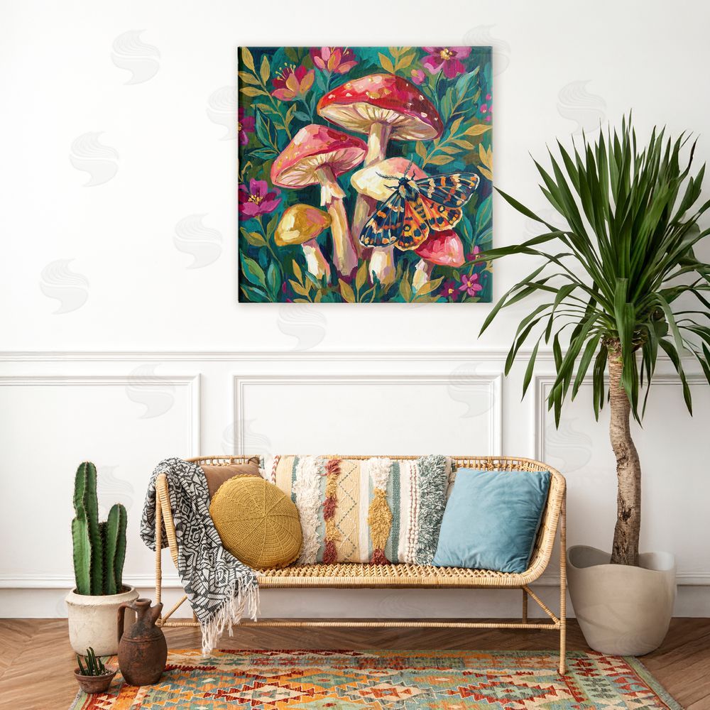 Imagine It Images Blooming Mushroom Vibrance Stretched Canvas Wall Art in Room