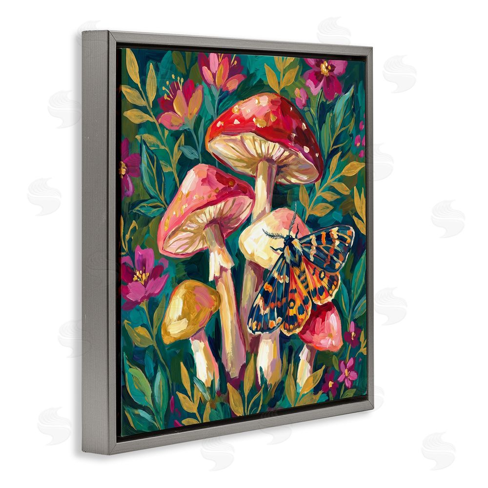 Imagine It Images Blooming Mushroom Vibrance Gray Floating Frame Canvas Wall Art Print