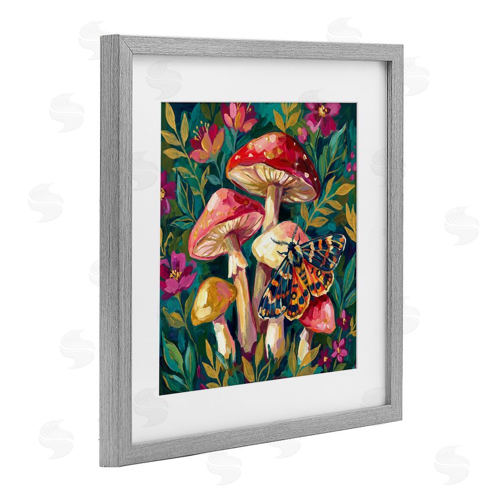 Imagine It Images Blooming Mushroom Vibrance Gray Framed Print Under Glass Wall Art