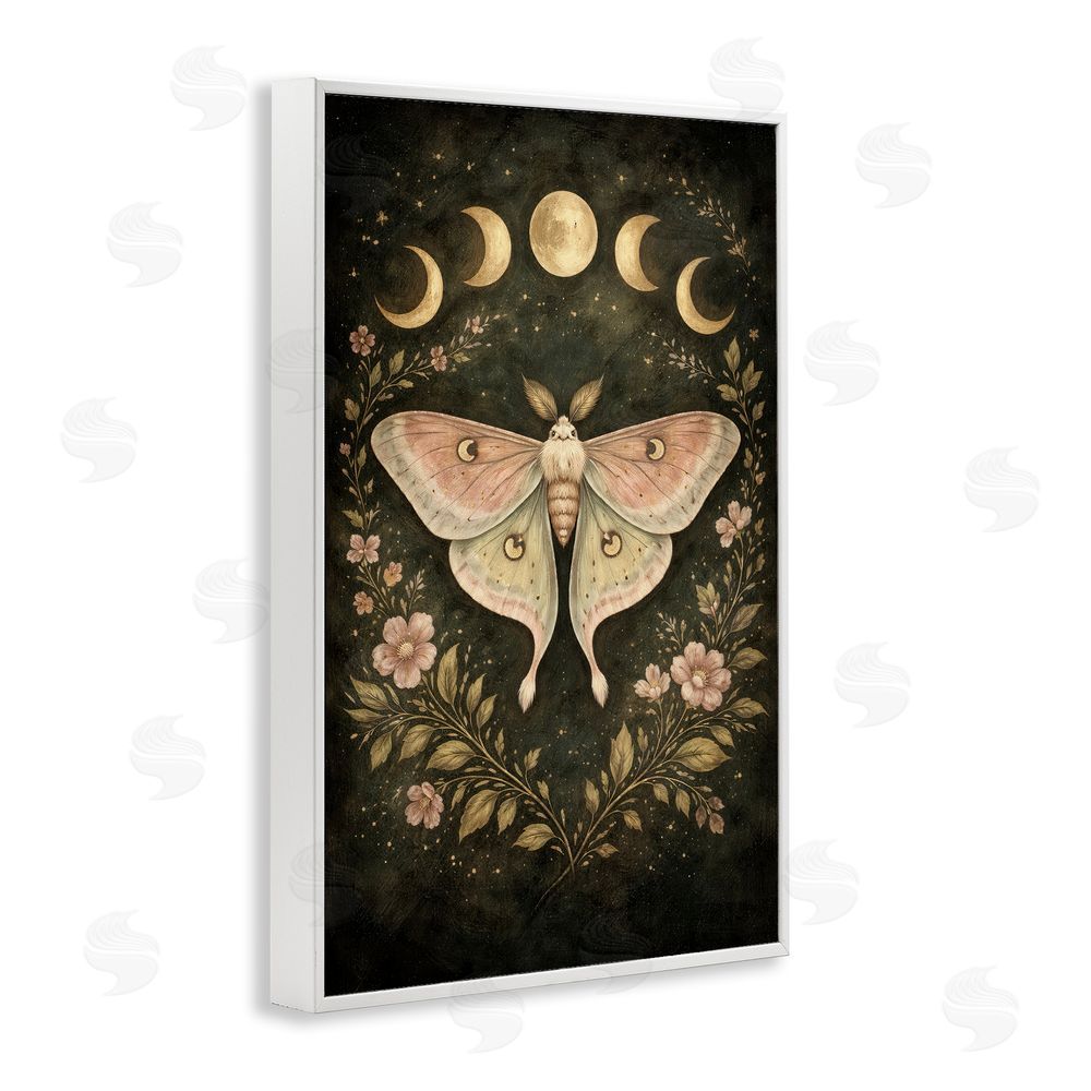 Tom Crehan Celestial Moth with Lunar Phases White Framed Giclee Wall Art Print
