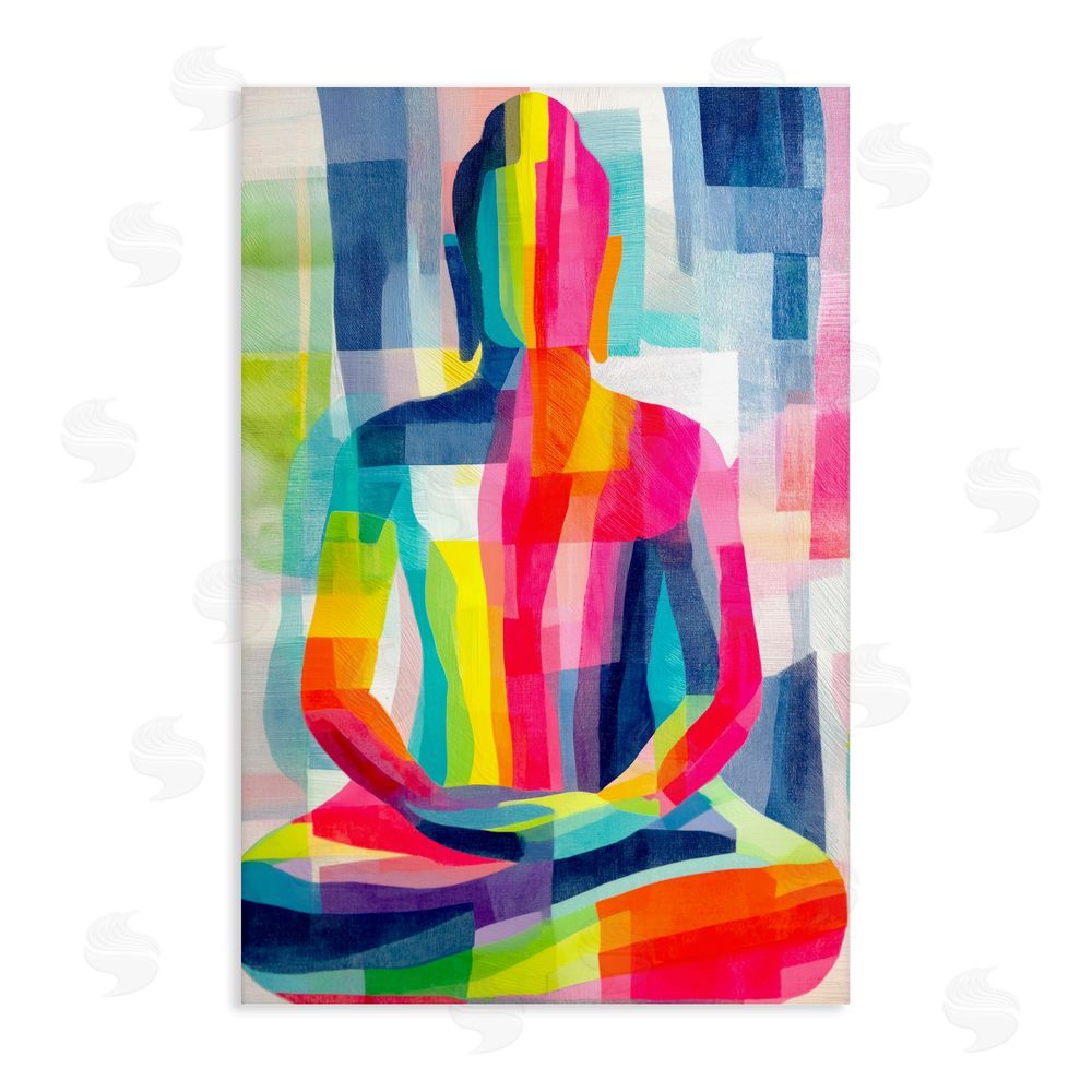Chromatic Storm Studio Geometric Buddha In Spectrum Stretched Canvas Wall Art