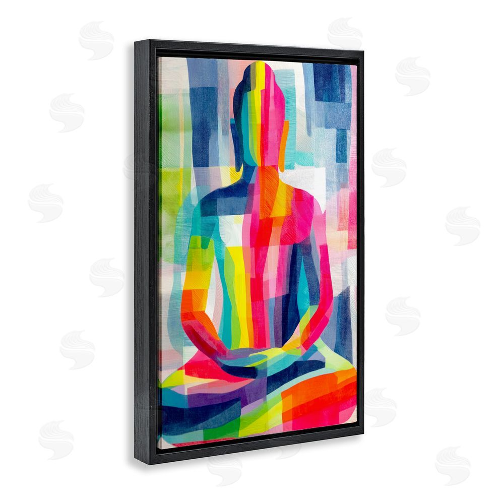 Chromatic Storm Studio Geometric Buddha In Spectrum Black Floating Framed Canvas Wall Art
