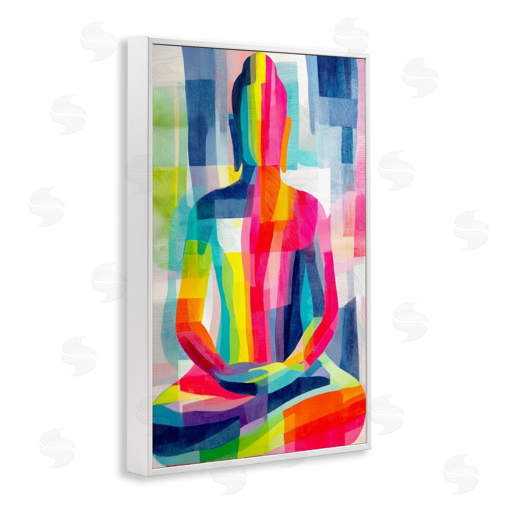 Chromatic Storm Studio Geometric Buddha In Spectrum White Framed Giclee Wall Art