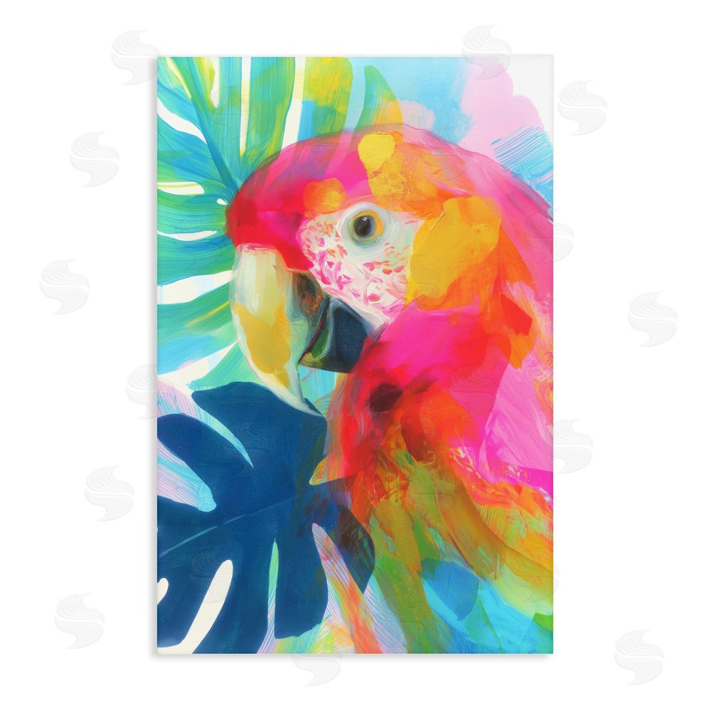 Chromatic Storm Studio Scarlet Macaw in Paradise Stretched Canvas Wall Art Print