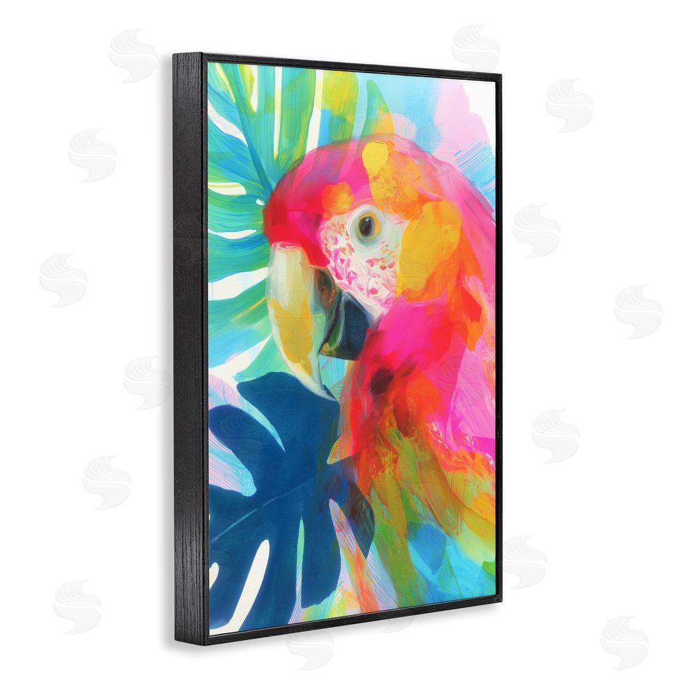 Chromatic Storm Studio Scarlet Macaw in Paradise Black Framed Giclee Wall Art Print