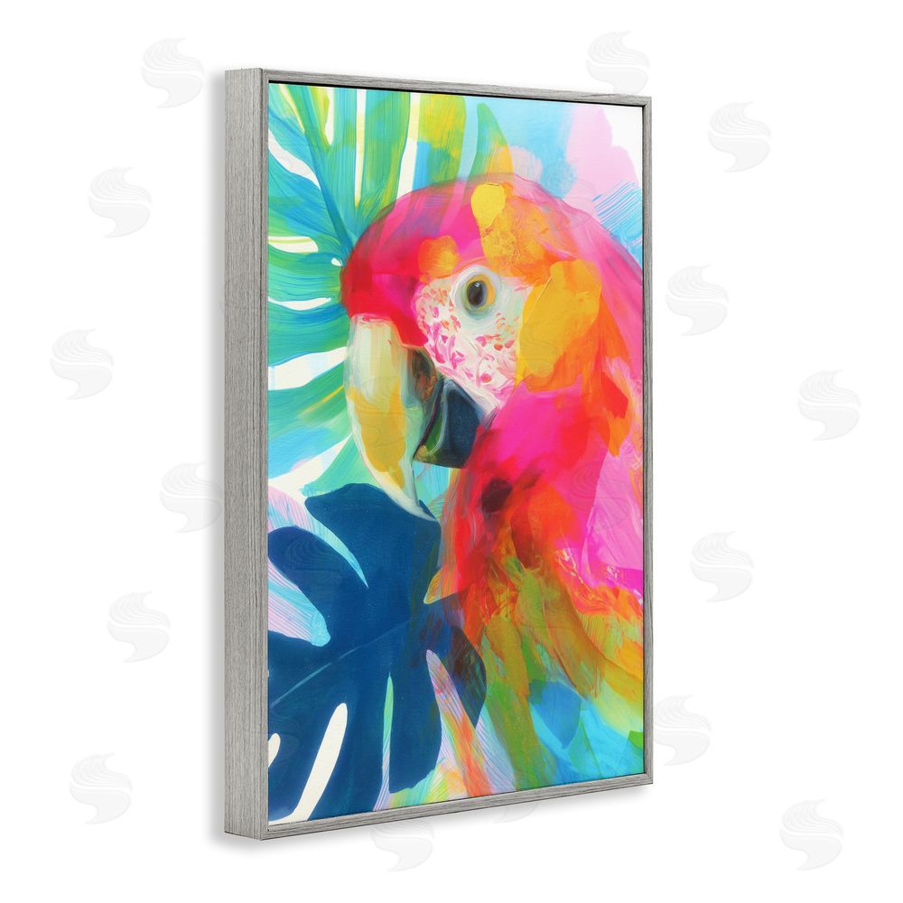 Chromatic Storm Studio Scarlet Macaw in Paradise Gray Framed Giclee Wall Art Print