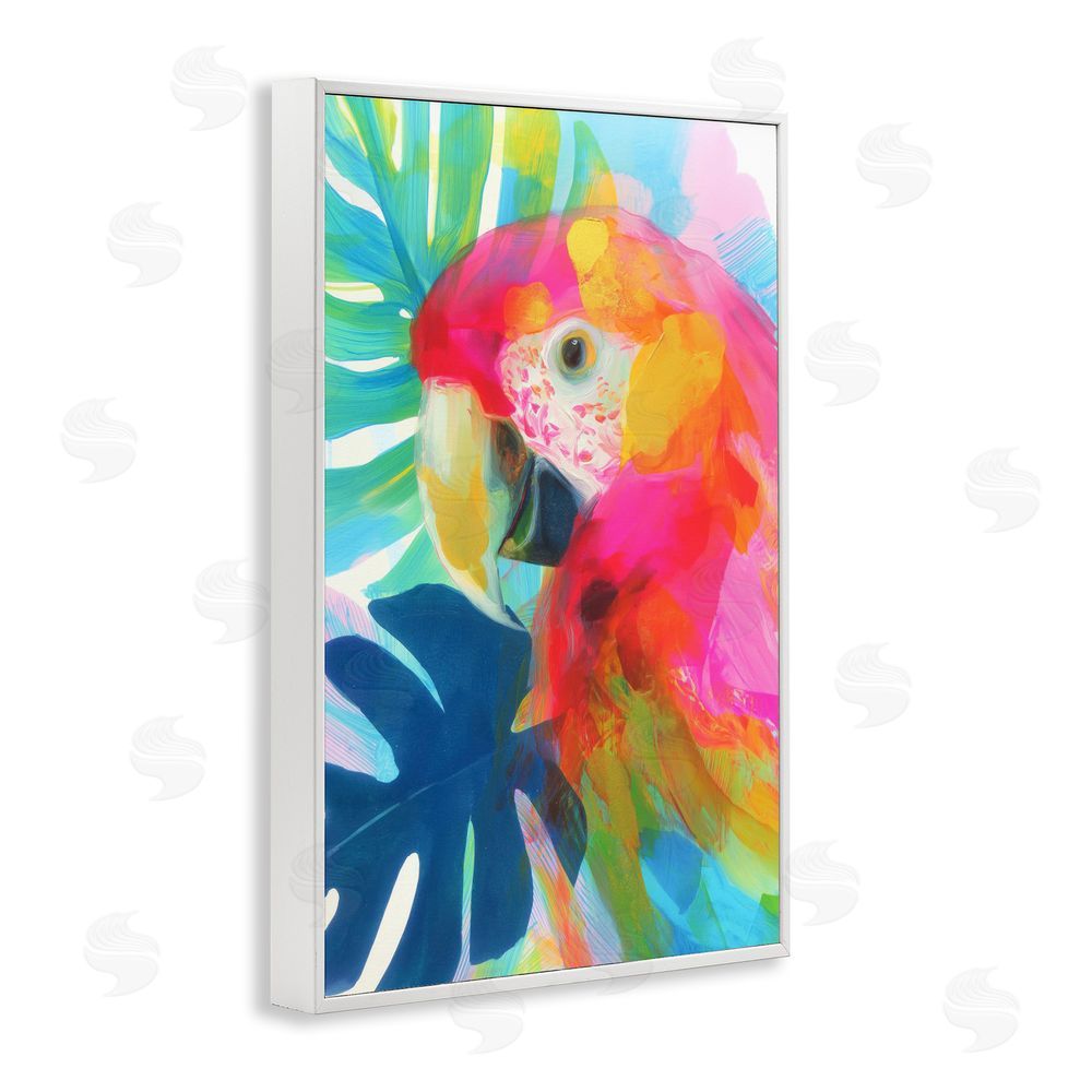 Chromatic Storm Studio Scarlet Macaw in Paradise White Framed Giclee Wall Art Print