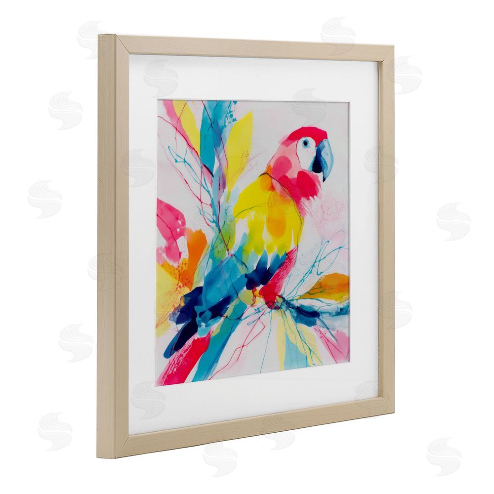 Chromatic Storm Studio Expressive Parrot in Bloom Brown Framed Print Under Glass Wall Art