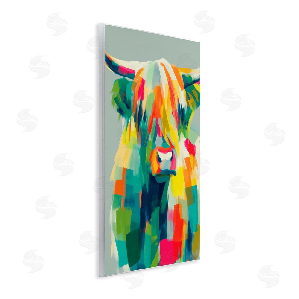 Chromatic Storm Studio Highland Cow Abstract Patchwork Wall Plaque Home Decor Art Print
